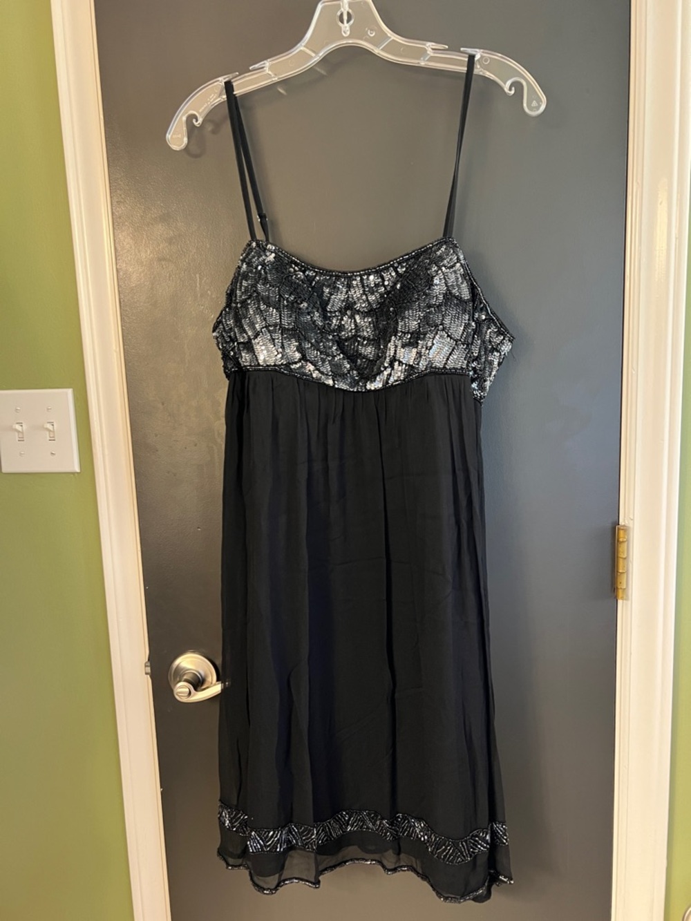 Pisarro Nights Black Dress with Silver Sequin Accents